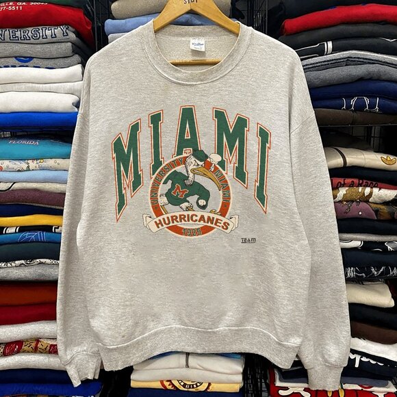 Vintage 90s Miami Hurricanes Shirt, University Of Miami Hurricanes Sweatshirt - Picture 1 of 2